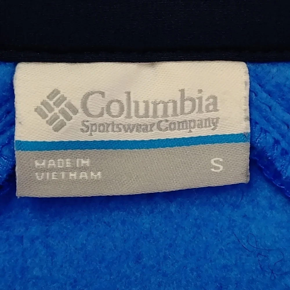 Columbia Women's Blue Black Full Zip Polar Fleece Jacket Side Panels Size Small - Picture 9 of 10